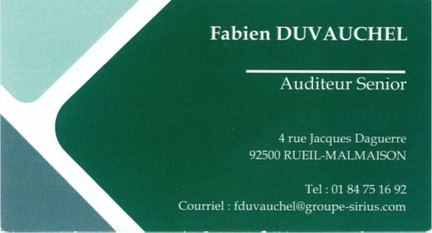 Carte de visite de Monsieur Fabien DUVAUCHEL